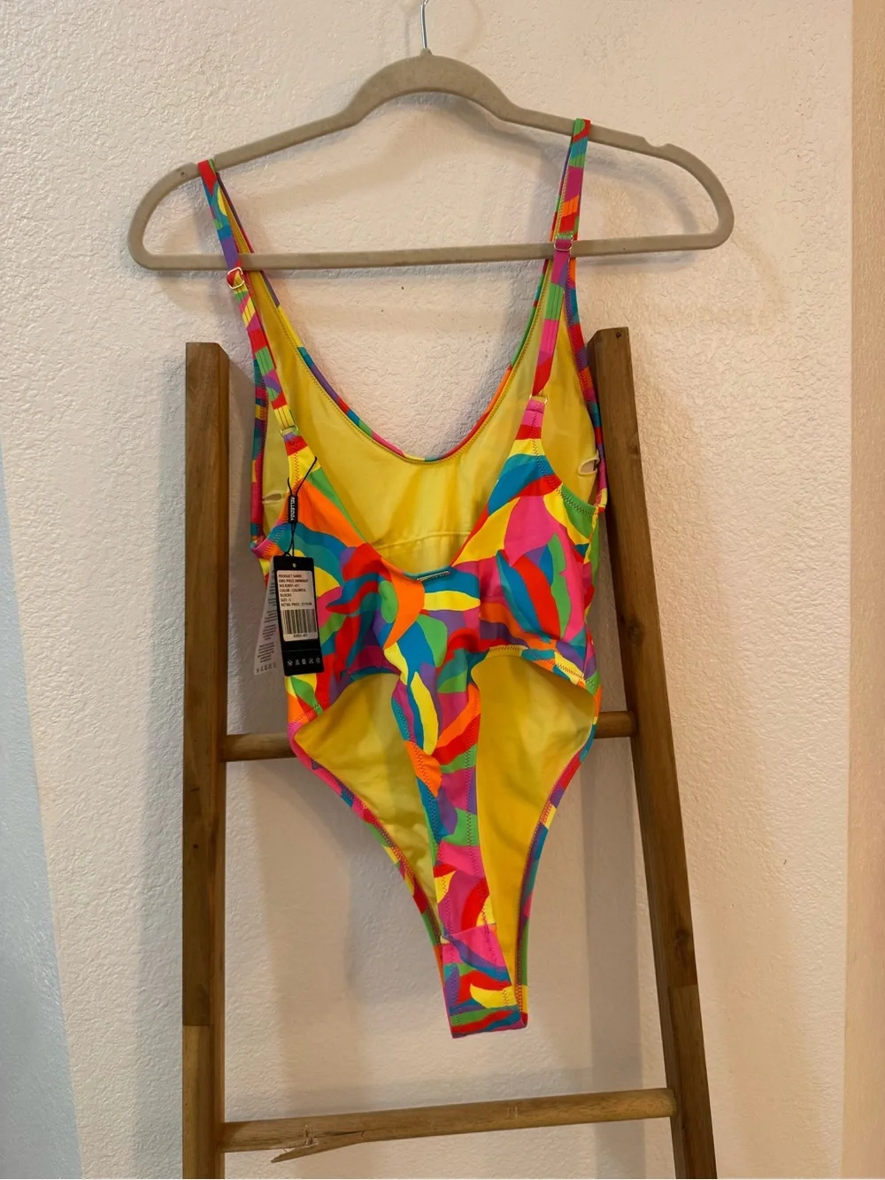 Relleciga Colorful Blocks One-Piece Swim - Bright Multicolor- Thong Back $119